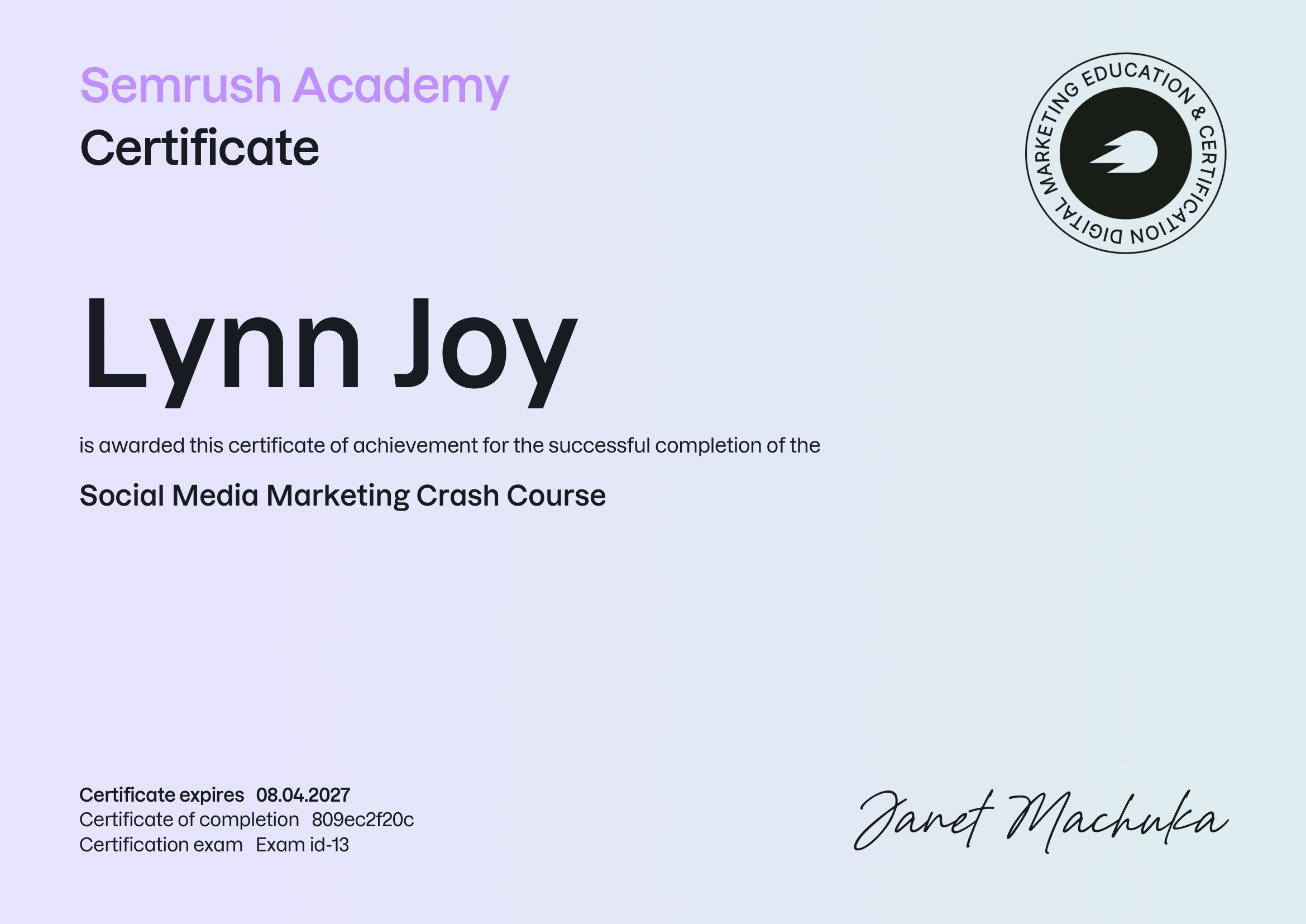 lynn-joy SMM certificate-1